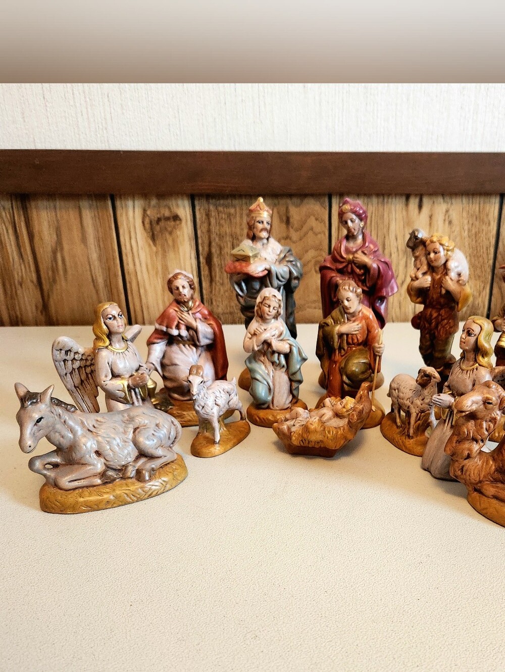 14pc Vintage Ceramic Nativity Atlantic Mold Joseph Mary Baby Wisemen 70s